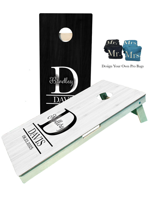 cornhole boards Personalized Wedding Date Cornhole Boards with Last Name/Monogram