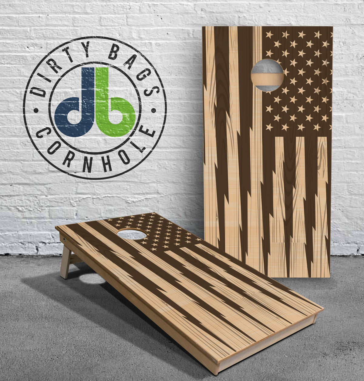 boards Natural Wood Pro Cornhole Boards - USA Bolt Flag Boards