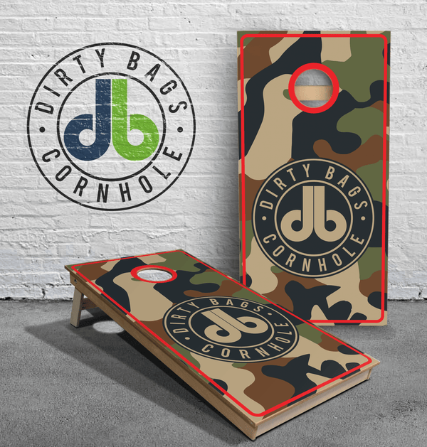 boards Dirty Bags Professional Cornhole Boards - Camouflage with Red Trim