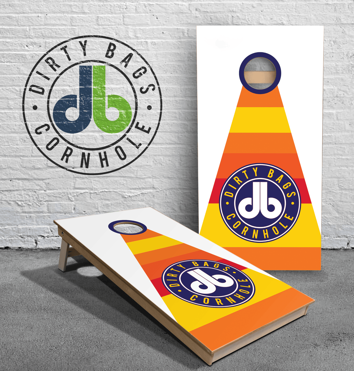 boards Dirty Bags Cornhole Boards - db Orange Red Yellow Arrow