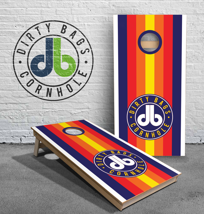 Dirty Bags Cornhole Boards - db Orange Red Yellow Stripes