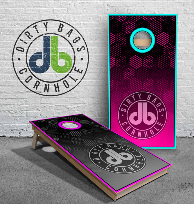 Dirty Bags Cornhole Boards - db Hex Neon Fades