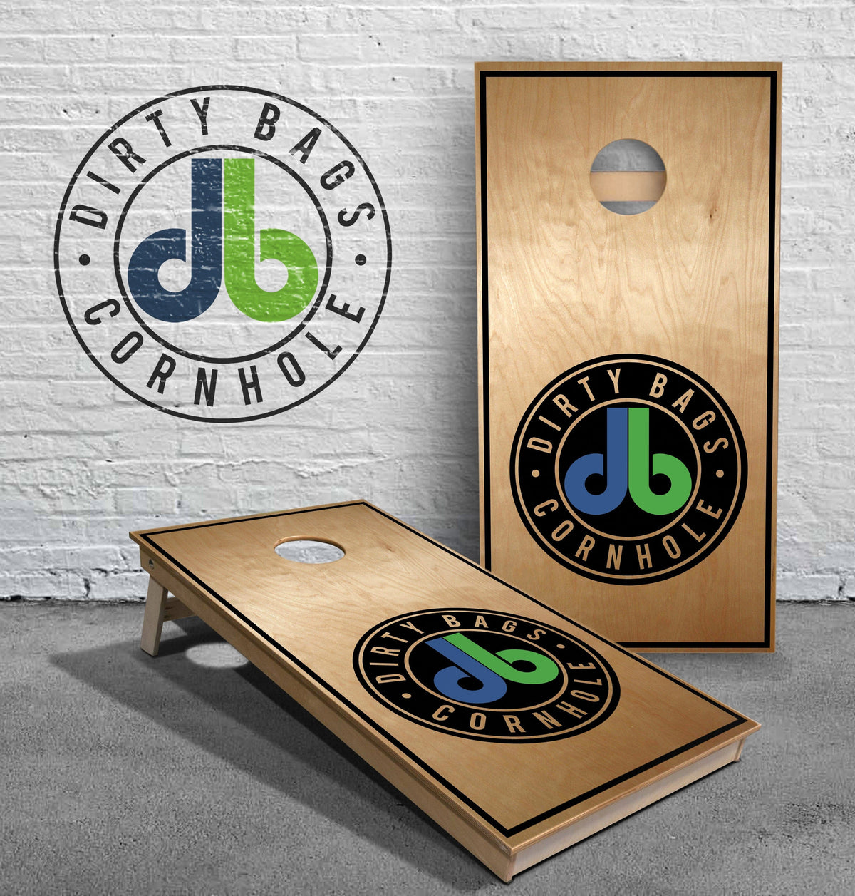 boards db Black Logo Tournament Cornhole Boards