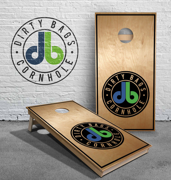 boards db Black Logo Tournament Cornhole Boards