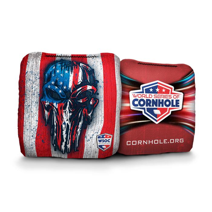 USA Drippy Skull Cornhole Bags - 6 Inch WSOC Official Pro Cornhole Bags