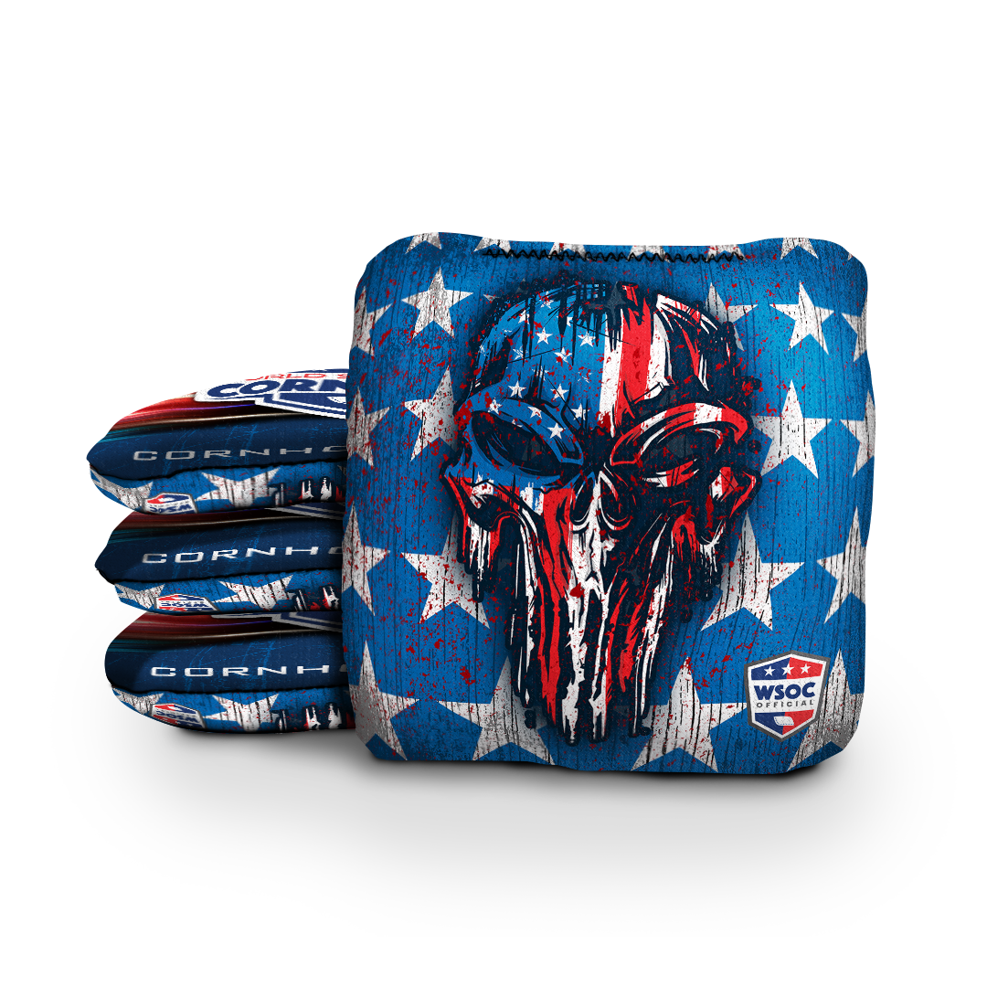 USA Drippy Skull Cornhole Bags - 6 Inch WSOC Official Pro Cornhole Bags