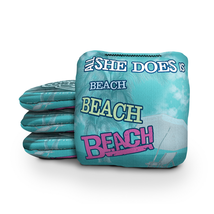 All She Does Is Beach - 6 Inch WSOC Official Pro Cornhole Bags