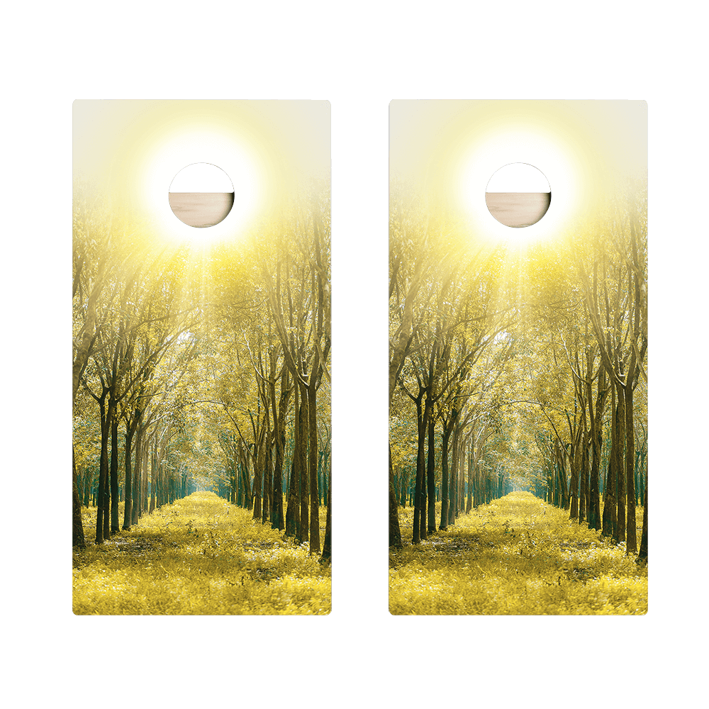 Forest Sunset Star Cornhole Boards