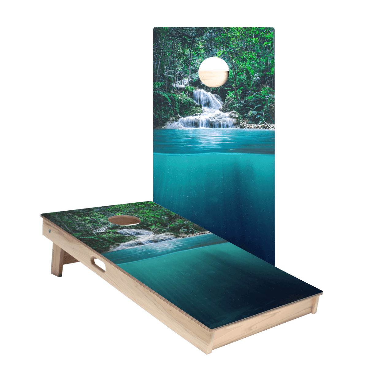 Forest Waterfall Star Cornhole Boards
