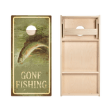 Gone Fishin Sign Star Cornhole Boards
