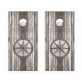 Gray Wood Compass Star Cornhole Boards