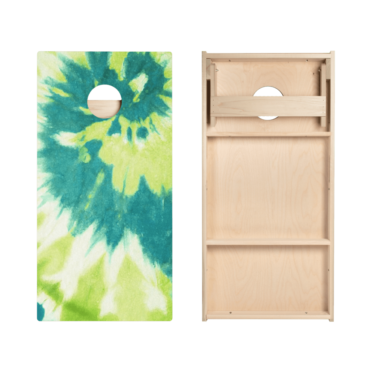 Green Tie-Dye Star Cornhole Boards