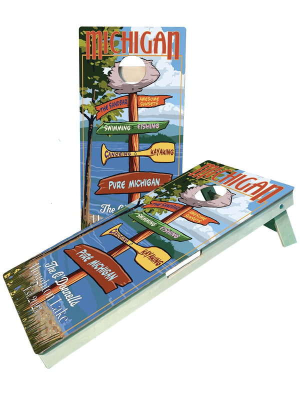 cornhole boards Michigan Great Lakes Monogram/Last name/ Established/Wedding Cornhole Boards