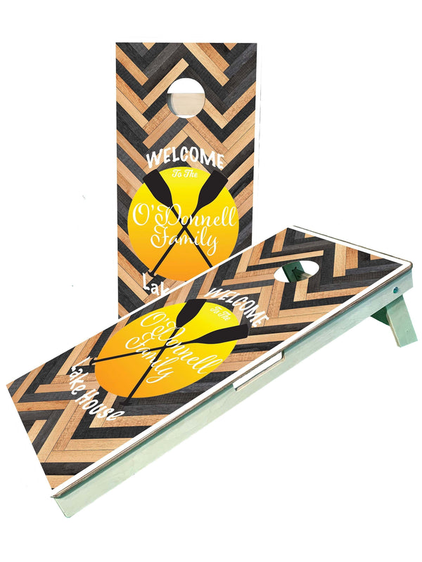 cornhole boards Lake house Cottage Monogram/Last name/ Established Cornhole Boards