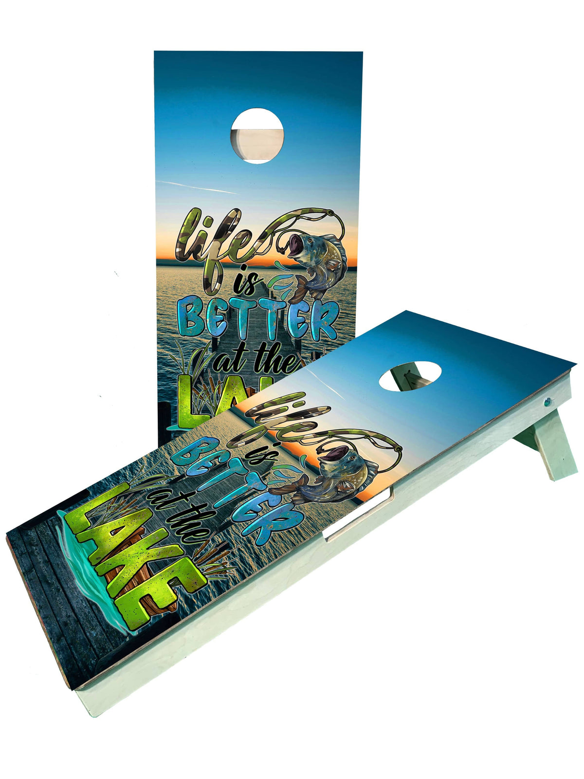 cornhole boards Life is Better At The Lake Fishing Cornhole Boards