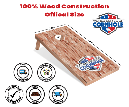 Recreational Cornhole Set World Series of Cornhole Recreational Cornhole Set - WSOC Weathered Woodgrain Boards with Red and Blue Bags