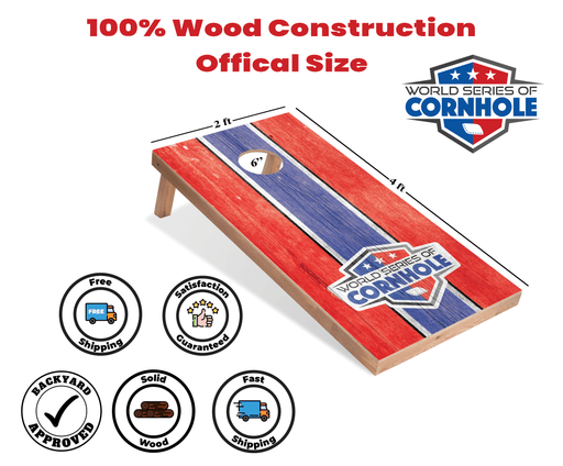 Recreational Cornhole Set World Series of Cornhole Recreational Cornhole Set - Red and Blue Patriotic Boards with Red and Blue Bags