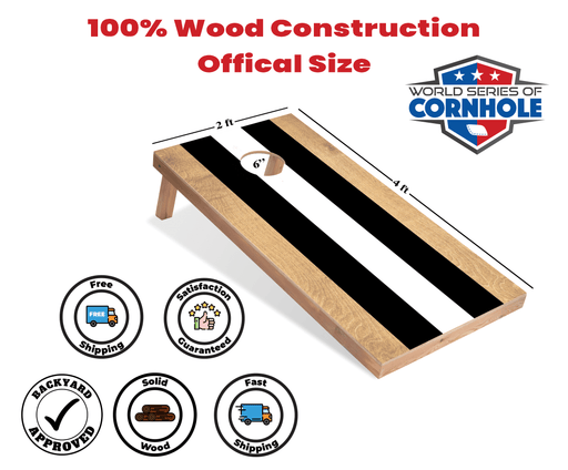 Recreational Cornhole Set World Series of Cornhole Recreational Cornhole Set - Black and White Stripes Boards with Black and White Bags