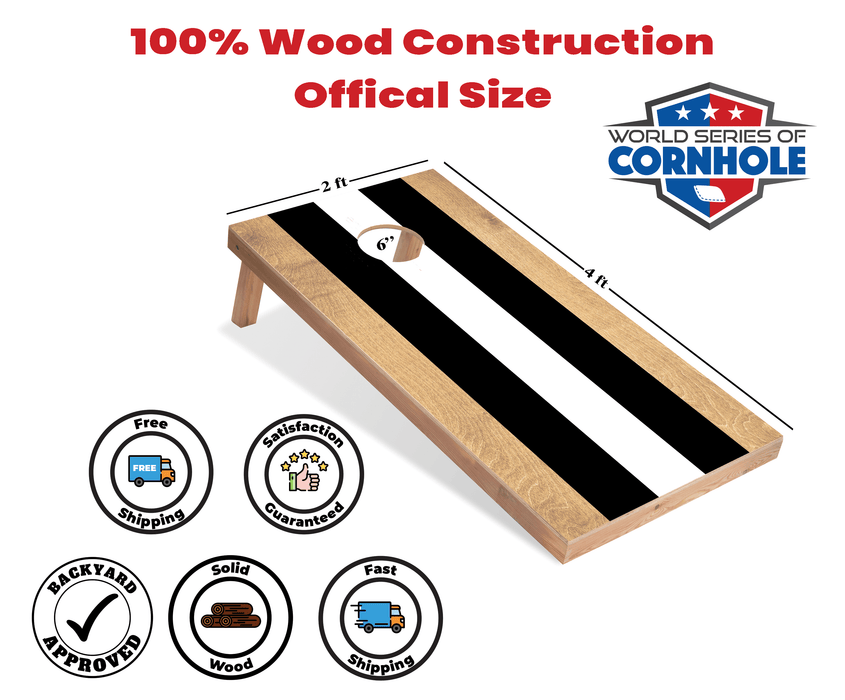 Recreational Cornhole Set World Series of Cornhole Recreational Cornhole Set - Black and White Stripes Boards with Black and White Bags