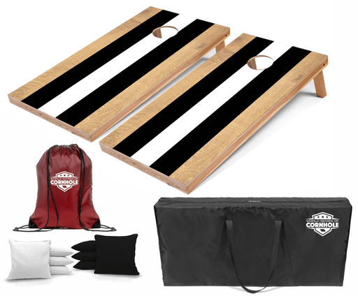 Recreational Cornhole Set World Series of Cornhole Recreational Cornhole Set - Black and White Stripes Boards with Black and White Bags