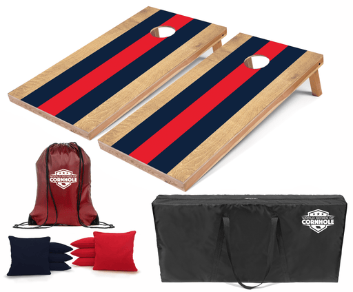 Recreational Cornhole Set World Series of Cornhole Recreational Cornhole Set - Blue and Red Stripes Boards with Navy and Red Bags