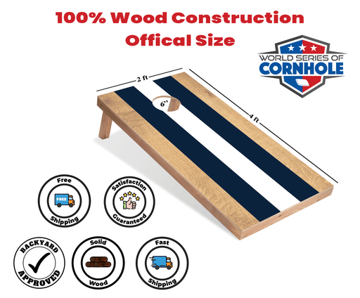 Recreational Cornhole Set World Series of Cornhole Recreational Cornhole Set - Navy and White Stripes Boards with Navy and White Bags