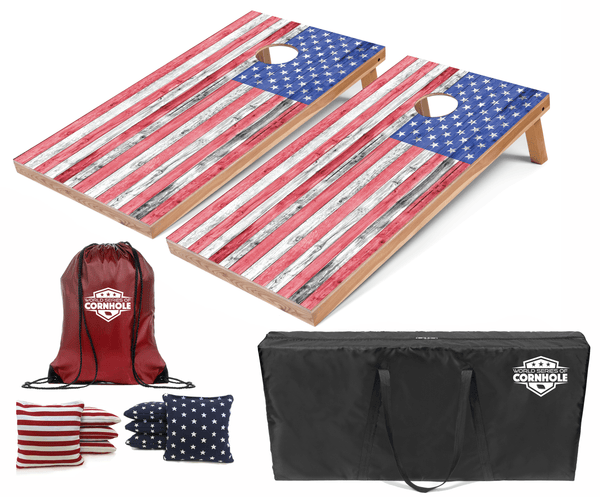 Recreational Cornhole Set World Series of Cornhole Recreational Cornhole Set - Light American Flag Boards with Patriotic Bags