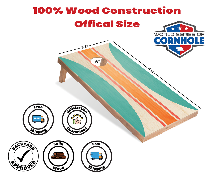 World Series of Cornhole Recreational Cornhole Set - Beau Surfboard Boards with Orange and Teal Bags