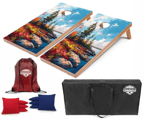 Recreational Cornhole Set World Series of Cornhole Recreational Cornhole Set - Acadia National Park Daytime Boards with Red and Royal Blue Bags