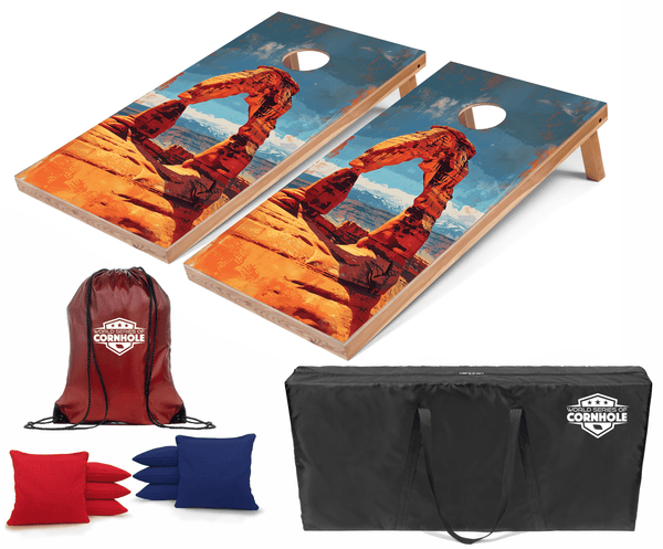 Recreational Cornhole Set World Series of Cornhole Recreational Cornhole Set - Arches National Park Daytime Boards with Red and Royal Blue Bags