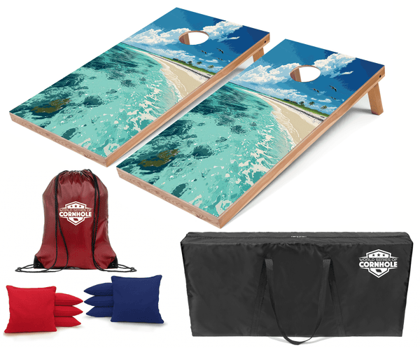 Recreational Cornhole Set World Series of Cornhole Recreational Cornhole Set - Dry Tortugas National Park Daytime Boards with Red and Royal Blue Bags
