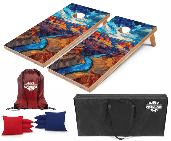 Recreational Cornhole Set World Series of Cornhole Recreational Cornhole Set - Grand Canyon National Park Daytime Boards with Red and Royal Blue Bags