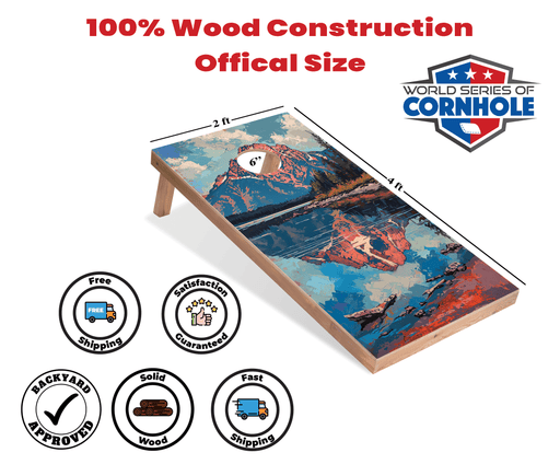 Recreational Cornhole Set World Series of Cornhole Recreational Cornhole Set - Grand Teton National Park Daytime Boards with Red and Royal Blue Bags