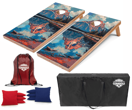 Recreational Cornhole Set World Series of Cornhole Recreational Cornhole Set - Grand Teton National Park Daytime Boards with Red and Royal Blue Bags