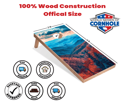 Recreational Cornhole Set World Series of Cornhole Recreational Cornhole Set - Great Smoky Mountains National Park Daytime Boards with Red and Royal Blue Bags