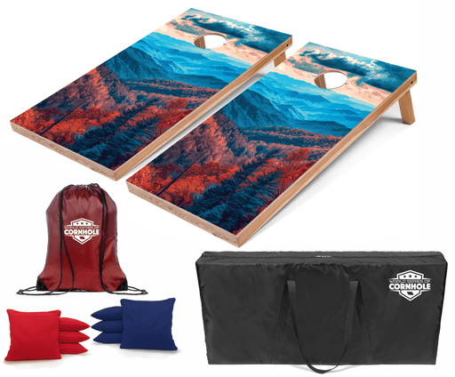 Recreational Cornhole Set World Series of Cornhole Recreational Cornhole Set - Great Smoky Mountains National Park Daytime Boards with Red and Royal Blue Bags