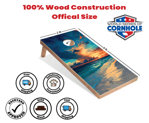 Recreational Cornhole Set World Series of Cornhole Recreational Cornhole Set - Gulf Shores National Park Daytime Boards with Red and Royal Blue Bags