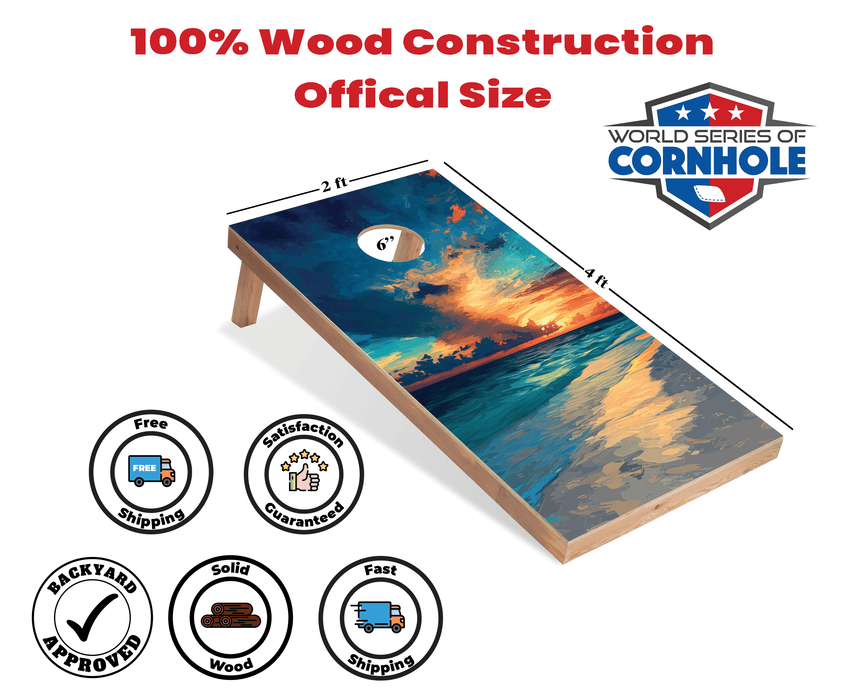 Recreational Cornhole Set World Series of Cornhole Recreational Cornhole Set - Gulf Shores National Park Daytime Boards with Red and Royal Blue Bags