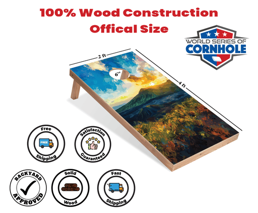 Recreational Cornhole Set World Series of Cornhole Recreational Cornhole Set - Hawaii Volcanoes National Park Daytime Boards with Red and Royal Blue Bags