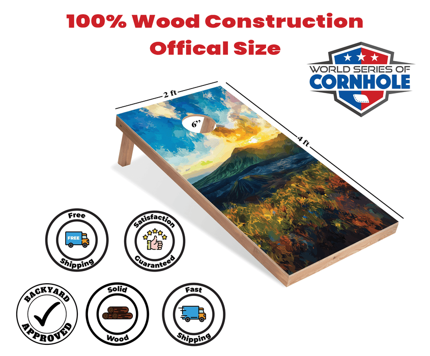 Recreational Cornhole Set World Series of Cornhole Recreational Cornhole Set - Hawaii Volcanoes National Park Daytime Boards with Red and Royal Blue Bags