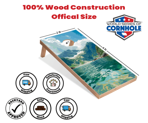 Recreational Cornhole Set World Series of Cornhole Recreational Cornhole Set - Kenai Fjords National Park Daytime Boards with Red and Royal Blue Bags