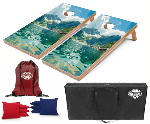 Recreational Cornhole Set World Series of Cornhole Recreational Cornhole Set - Kenai Fjords National Park Daytime Boards with Red and Royal Blue Bags