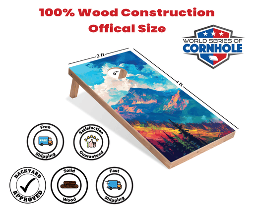 Recreational Cornhole Set World Series of Cornhole Recreational Cornhole Set - Mt. Olympus National Park Daytime Boards with Red and Royal Blue Bags
