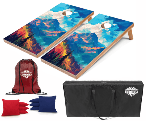 Recreational Cornhole Set World Series of Cornhole Recreational Cornhole Set - Mt. Olympus National Park Daytime Boards with Red and Royal Blue Bags