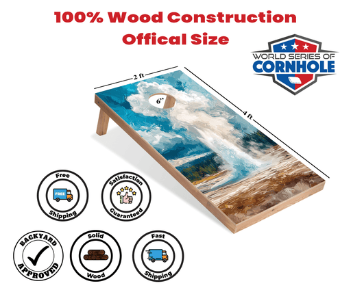 Recreational Cornhole Set World Series of Cornhole Recreational Cornhole Set - Yellowstone Old Faithful National Park Daytime Boards with Red and Royal Blue Bags