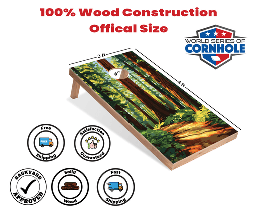 Recreational Cornhole Set World Series of Cornhole Recreational Cornhole Set - Redwood National Park Daytime Boards with Red and Royal Blue Bags