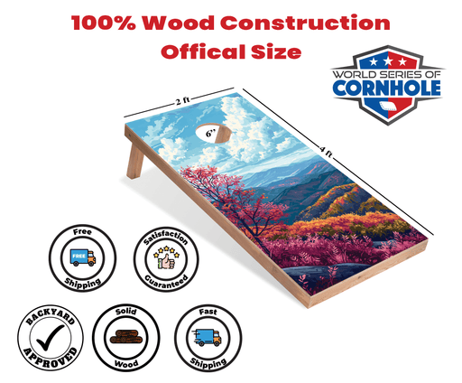 Recreational Cornhole Set World Series of Cornhole Recreational Cornhole Set - Shenandoah National Park Daytime Boards with Red and Royal Blue Bags