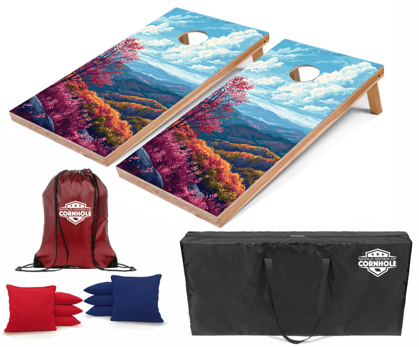 Recreational Cornhole Set World Series of Cornhole Recreational Cornhole Set - Shenandoah National Park Daytime Boards with Red and Royal Blue Bags
