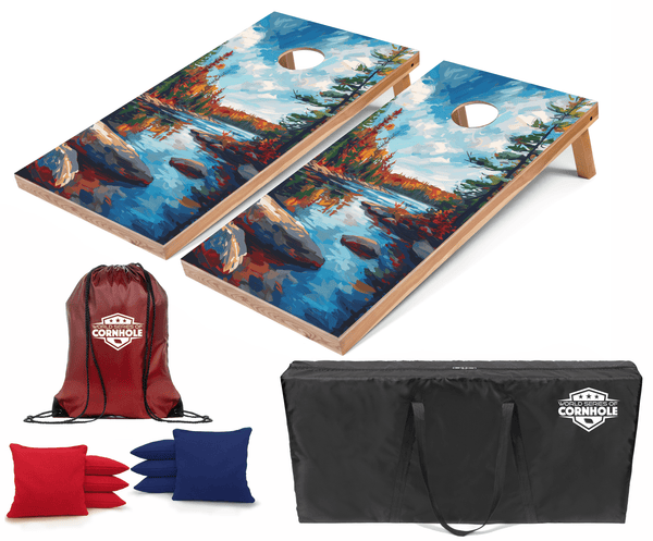 Recreational Cornhole Set World Series of Cornhole Recreational Cornhole Set - Voyageurs National Park Daytime Boards with Red and Royal Blue Bags
