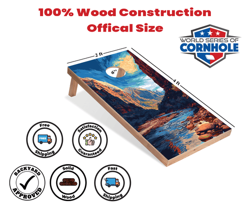 Recreational Cornhole Set World Series of Cornhole Recreational Cornhole Set - Zion National Park Daytime Boards with Red and Royal Blue Bags